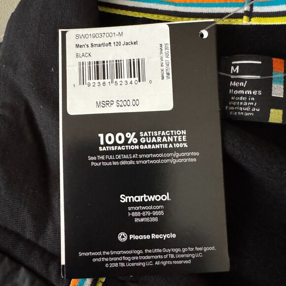 Smartwool Smartloft 120 Jacket Mens M Black Gray Wool Down Quilted NEW - Picture 11 of 16